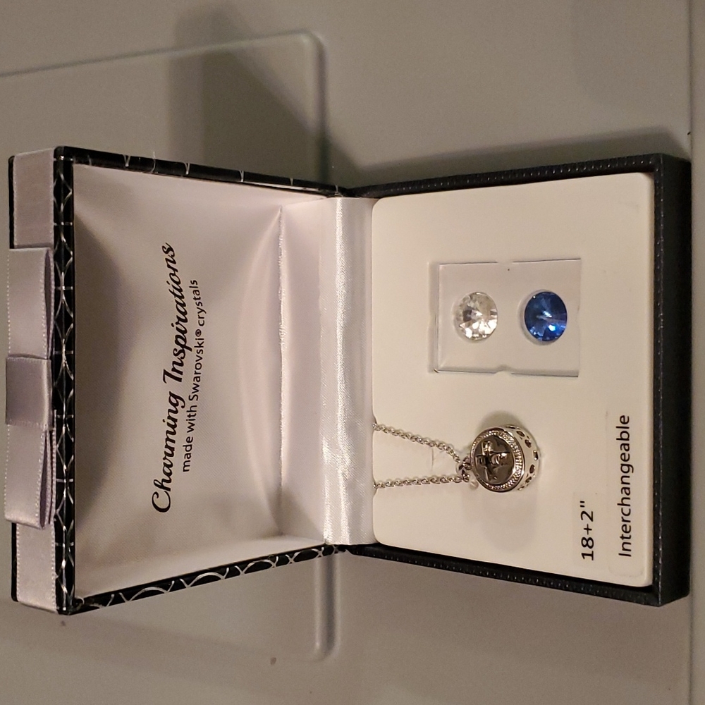 NWT Swarovski Crystals Interchangeable Fine Silver Plated Necklace